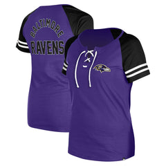 Baltimore Ravens New Era Women's Lace-Up Raglan T-Shirt - Purple T-shirts