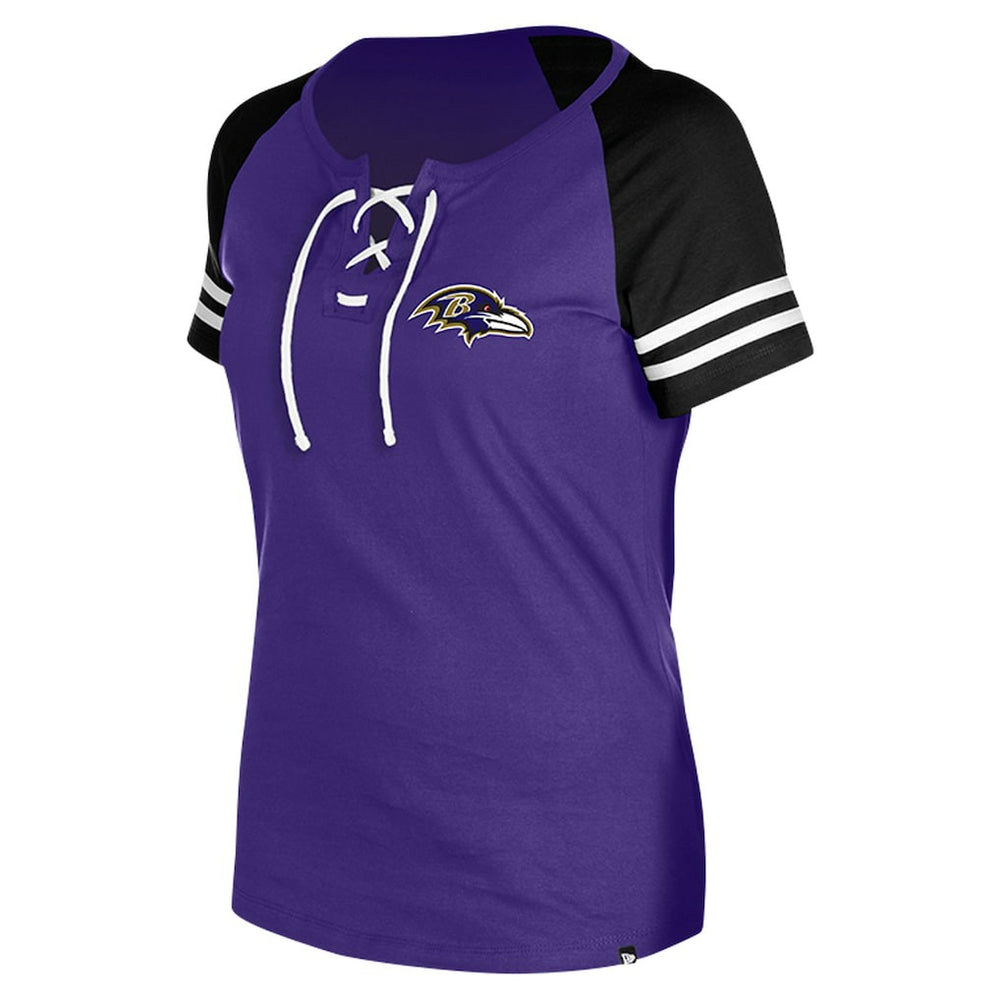 Baltimore Ravens New Era Women's Lace-Up Raglan T-Shirt - Purple T-shirts