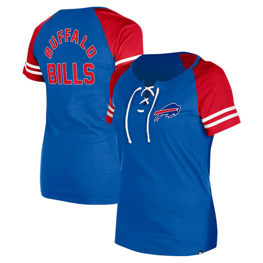 Buffalo Bills New Era Women's Lace-Up Raglan T-Shirt - Royal T-shirts