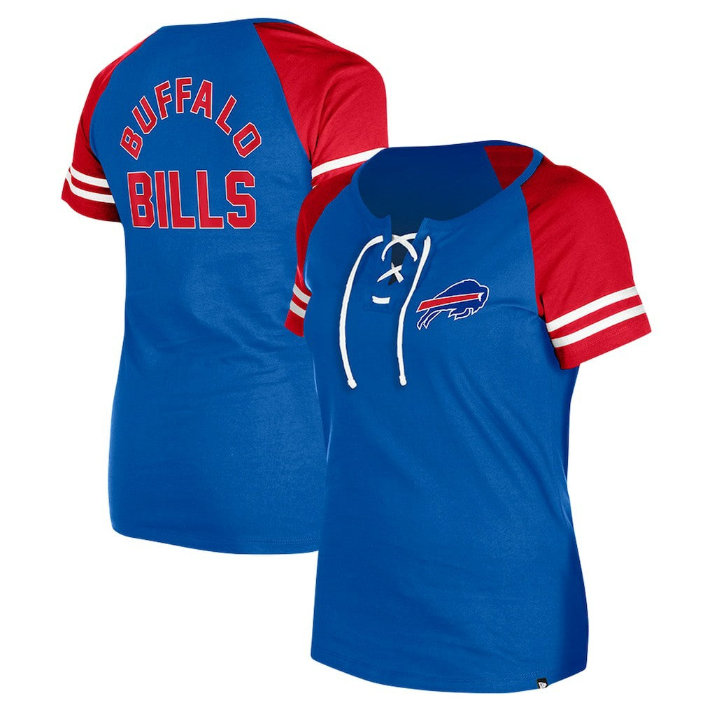 Buffalo Bills New Era Women's Lace-Up Raglan T-Shirt - Royal T-shirts