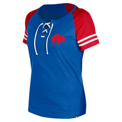 Buffalo Bills New Era Women's Throwback Lace-Up Raglan T-Shirt - Royal T-shirts