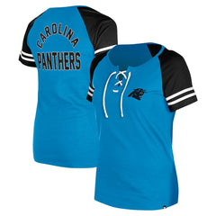 Carolina Panthers New Era Women's Lace-Up Raglan T-Shirt - Blue T-shirts