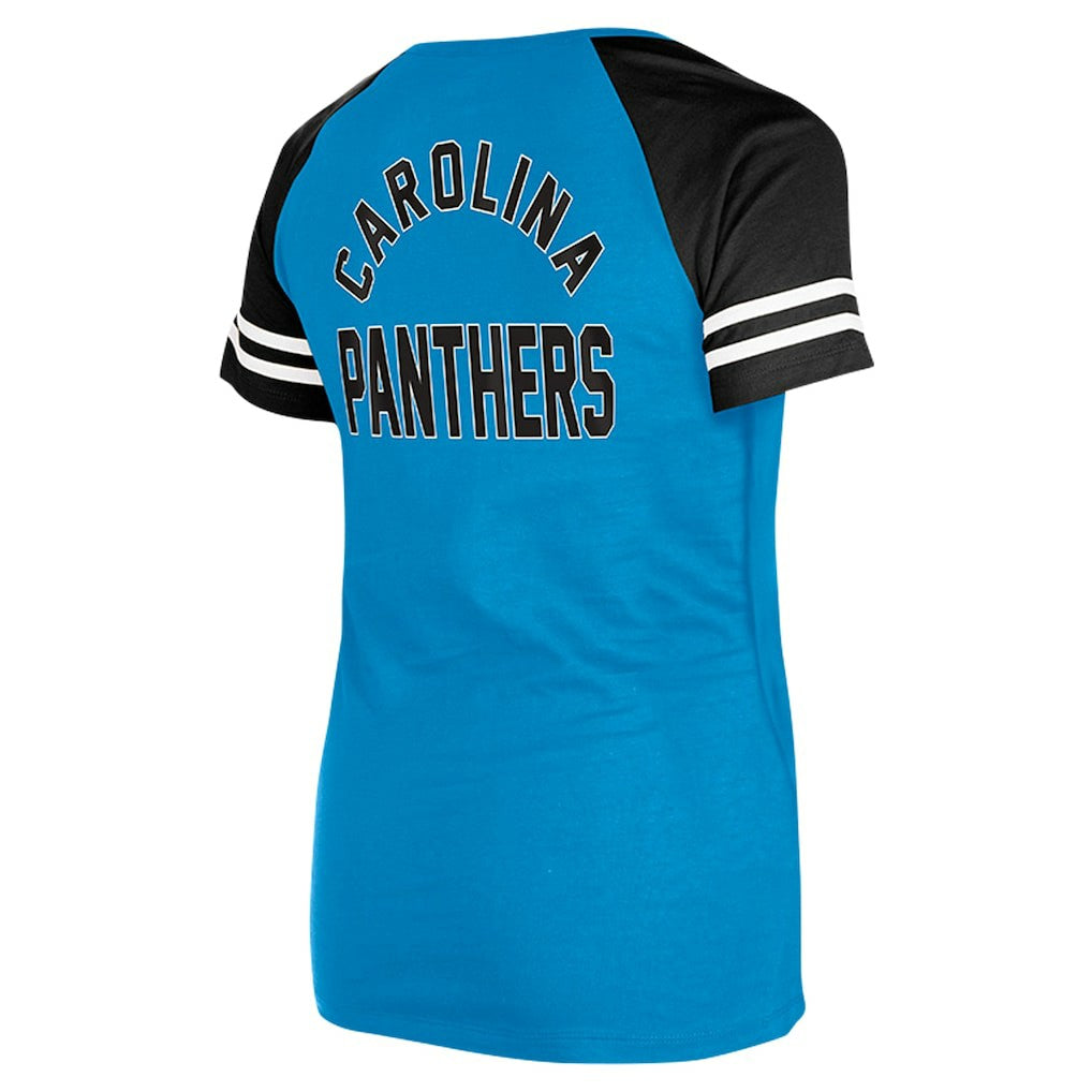 Carolina Panthers New Era Women's Lace-Up Raglan T-Shirt - Blue T-shirts