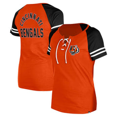 Cincinnati Bengals New Era Women's Lace-Up Raglan T-Shirt - Orange T-shirts