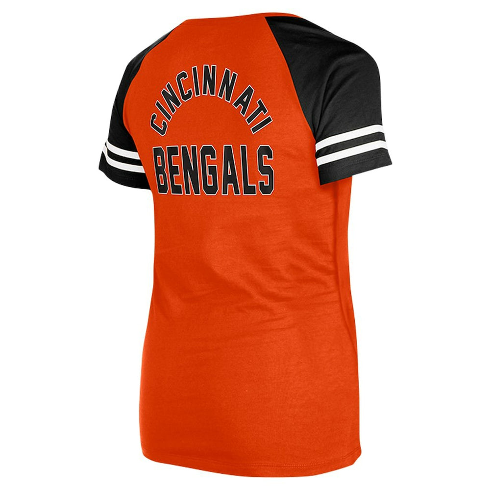Cincinnati Bengals New Era Women's Lace-Up Raglan T-Shirt - Orange T-shirts
