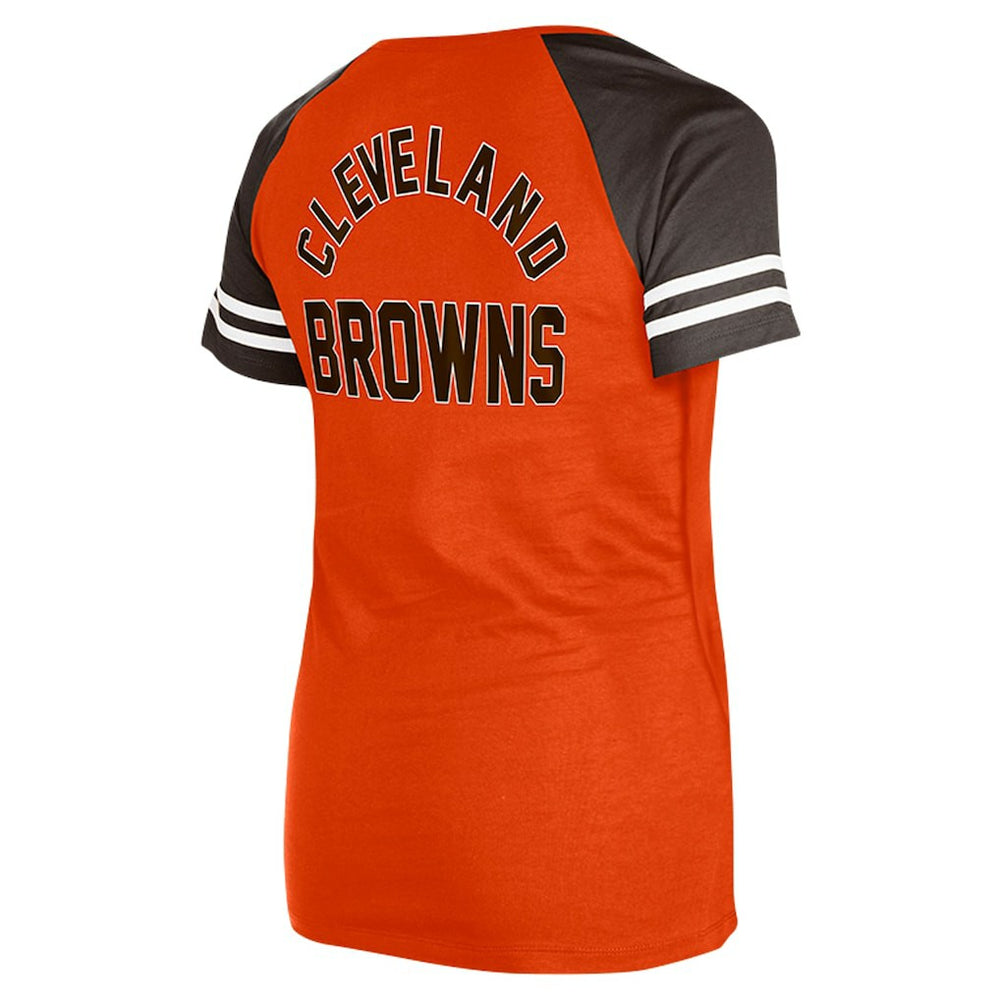 Cleveland Browns New Era Women's Throwback Lace-Up Raglan T-Shirt - Orange T-shirts