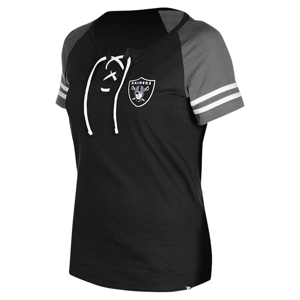 Las Vegas Raiders New Era Women's Lace-Up Raglan T-Shirt - Black T-shirts