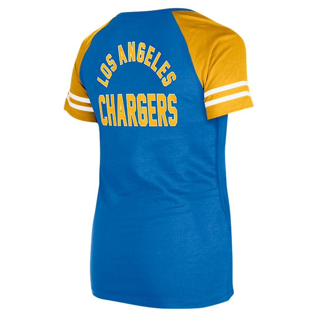 Los Angeles Chargers New Era Women's Lace-Up Raglan T-Shirt - Powder Blue T-shirts