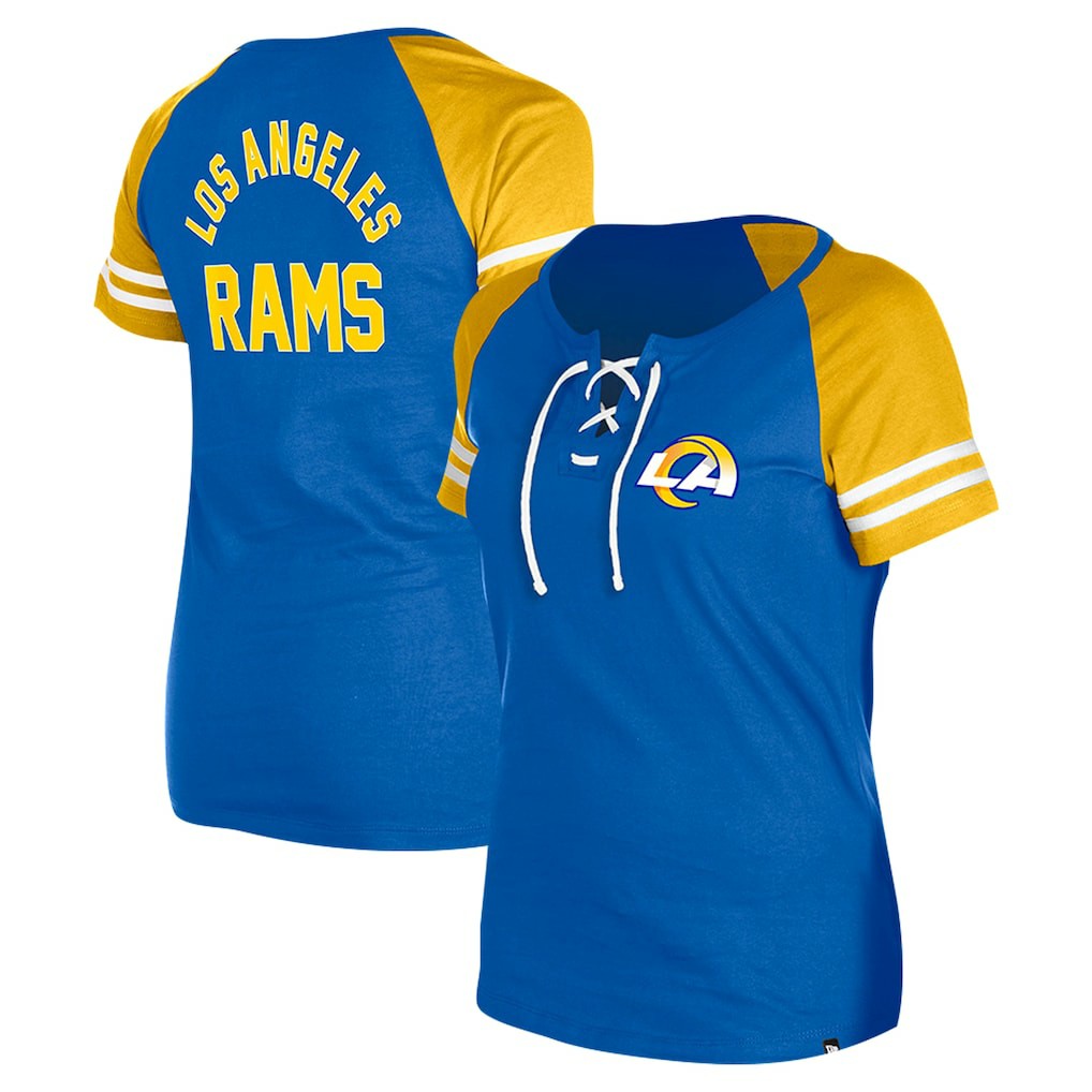 Los Angeles Rams New Era Women's Lace-Up Raglan T-Shirt - Royal T-shirts