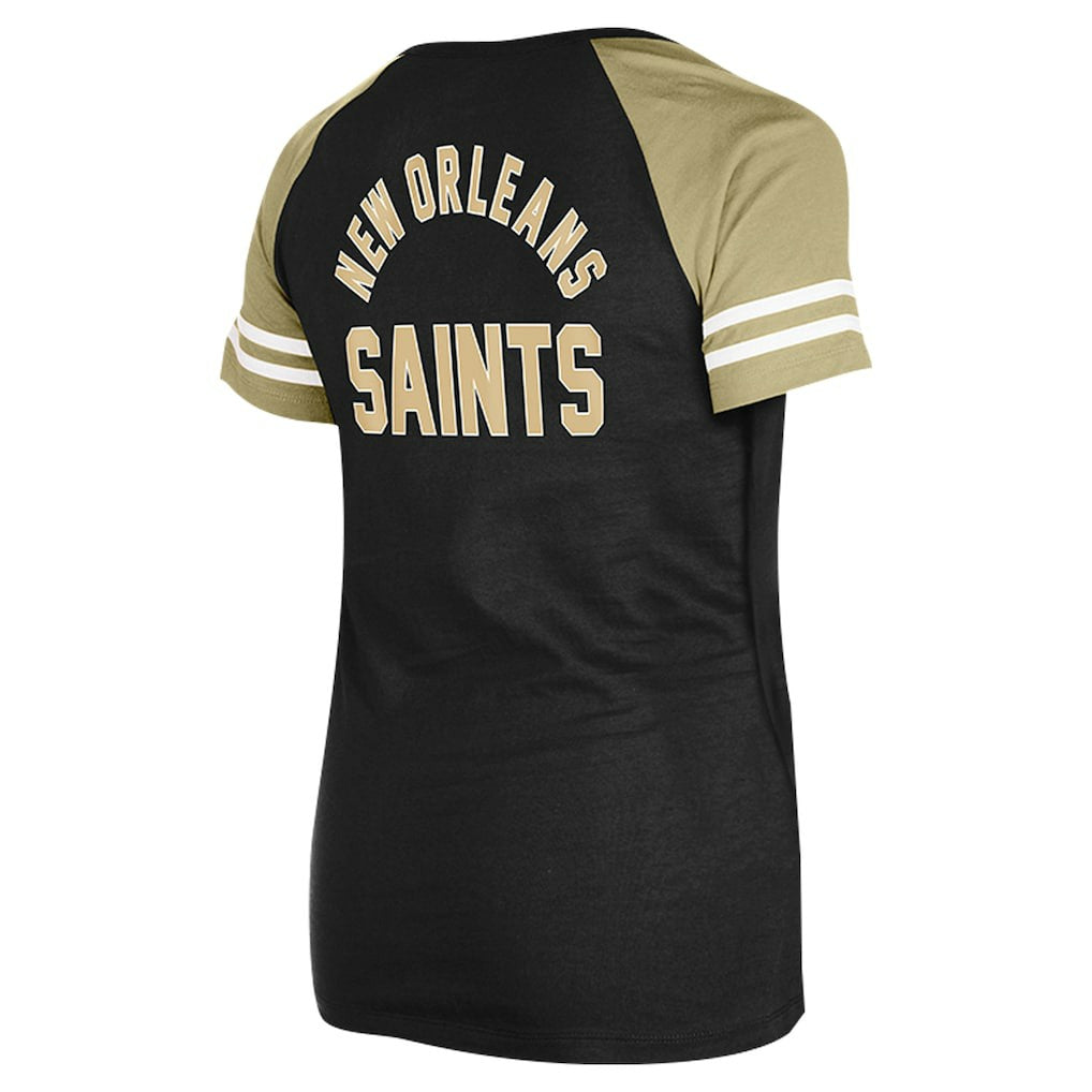 New Orleans Saints New Era Women's Lace-Up Raglan T-Shirt - Black T-shirts