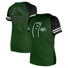 New York Jets New Era Women's Lace-Up Raglan T-Shirt - Green T-shirts