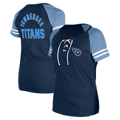 Tennessee Titans New Era Women's Lace-Up Raglan T-Shirt - Navy T-shirts