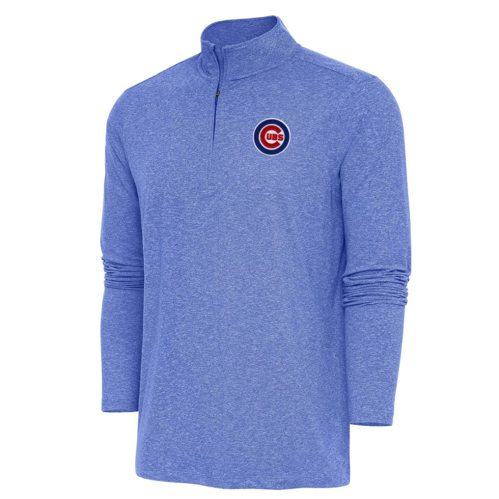 Chicago Cubs Antigua Hunk Quarter-Zip Pullover Top - Heather Royal Pullover