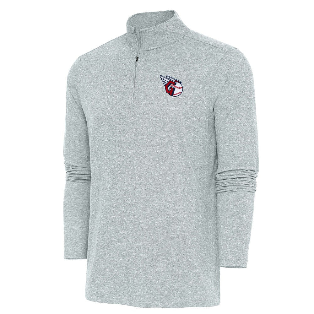 Cleveland Guardians Antigua Hunk Quarter-Zip Pullover Top - Heather Gray Pullover