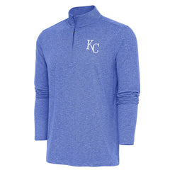 Kansas City Royals Antigua Hunk Quarter-Zip Pullover Top - Heather Royal Pullover
