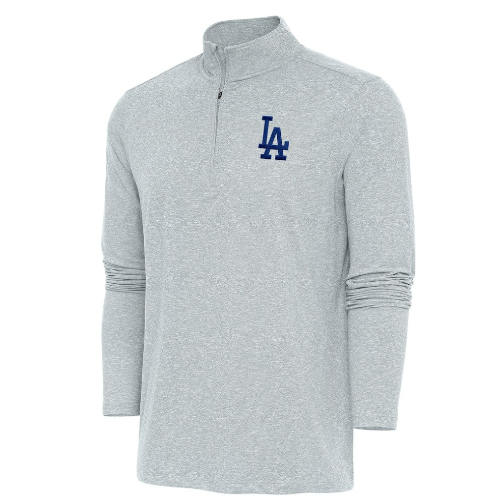 Los Angeles Dodgers Antigua Hunk Quarter-Zip Pullover Top - Heather Gray Pullover