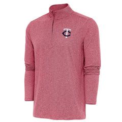 Minnesota Twins Antigua Hunk Quarter-Zip Pullover Top - Heather Red Pullover