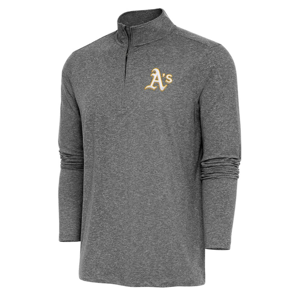 Athletics Antigua Hunk Quarter-Zip Pullover Top - Heather Black Pullover