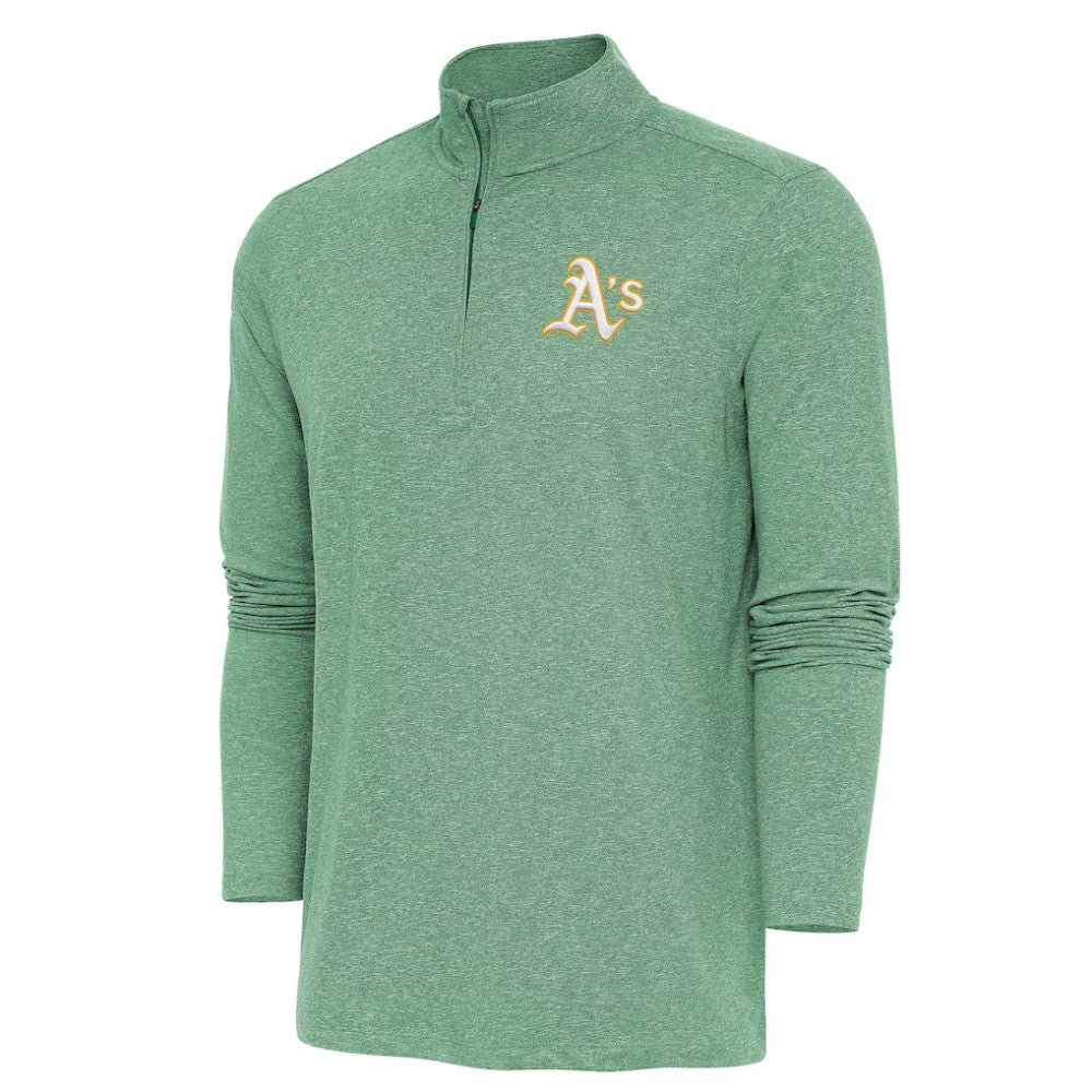 Athletics Antigua Hunk Quarter-Zip Pullover Top - Heather Green Pullover