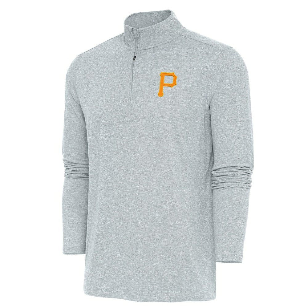 Pittsburgh Pirates Antigua Hunk Quarter-Zip Pullover Top - Heather Gray Pullover