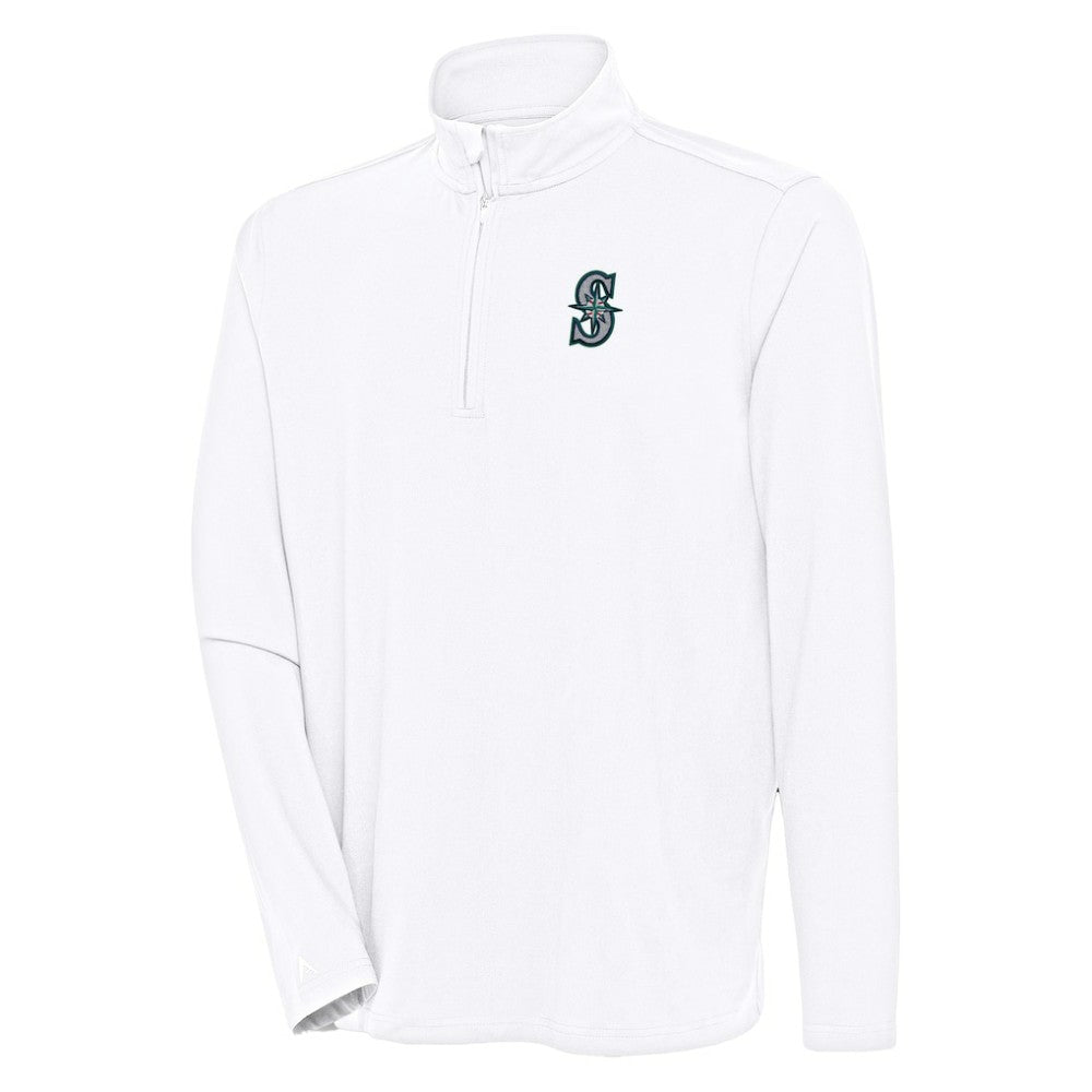 Seattle Mariners Antigua Hunk Quarter-Zip Pullover Top - White Pullover