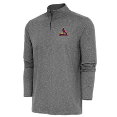 St. Louis Cardinals Antigua Hunk Quarter-Zip Pullover Top - Heather Black Pullover