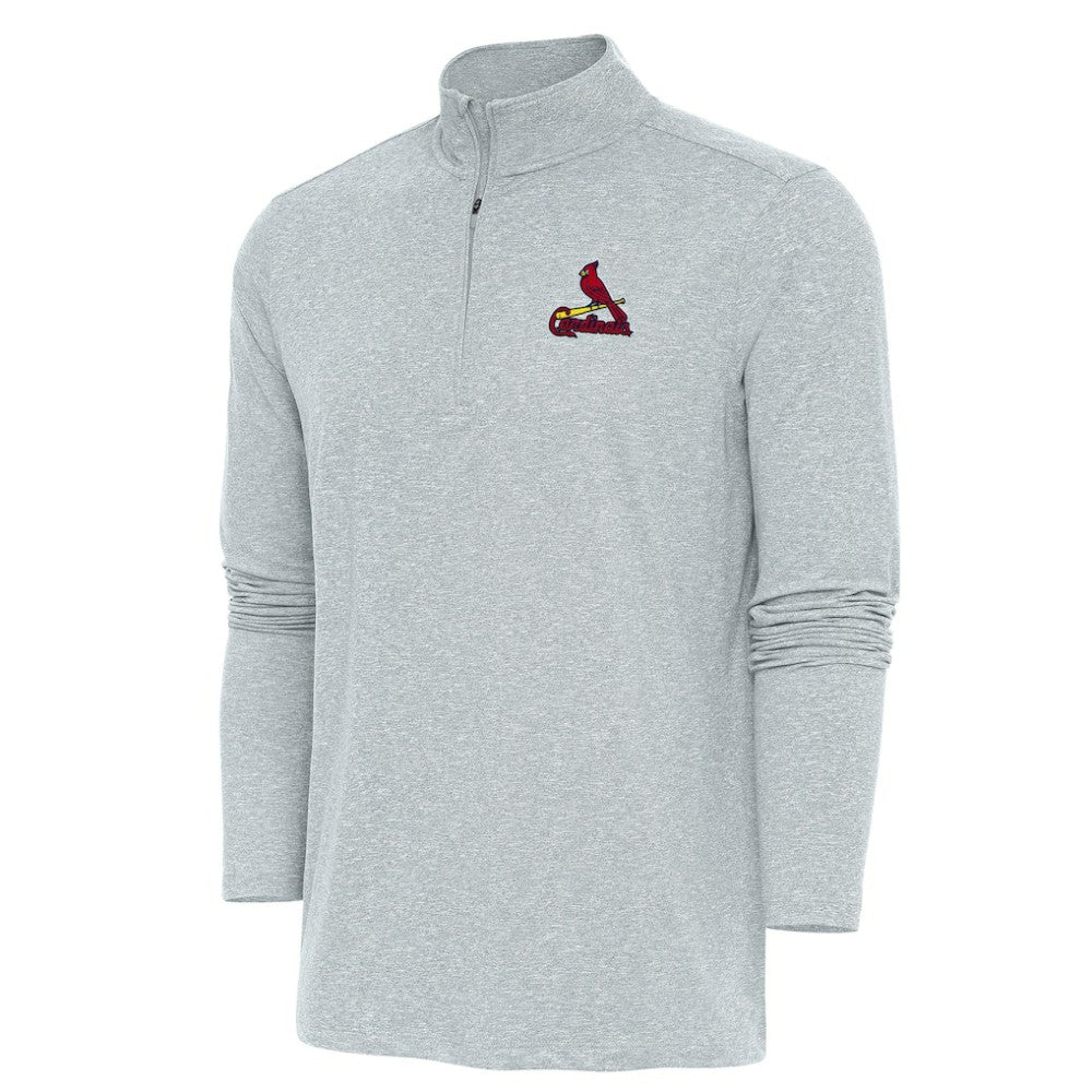 St. Louis Cardinals Antigua Hunk Quarter-Zip Pullover Top - Heather Gray Pullover
