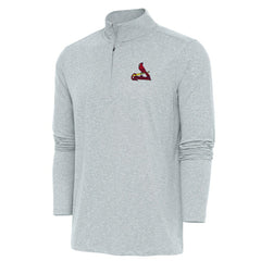St. Louis Cardinals Antigua Hunk Quarter-Zip Pullover Top - Heather Gray Pullover