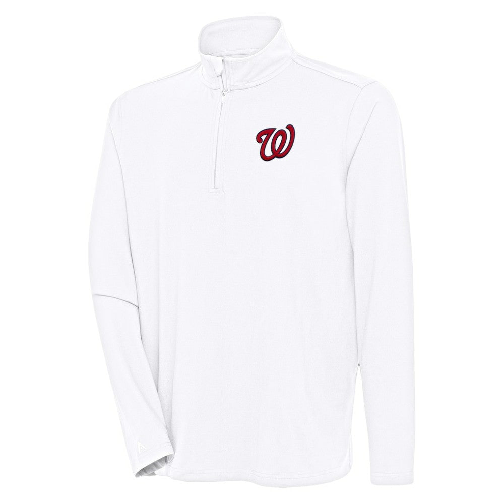 Washington Nationals Antigua Hunk Quarter-Zip Pullover Top - White Pullover