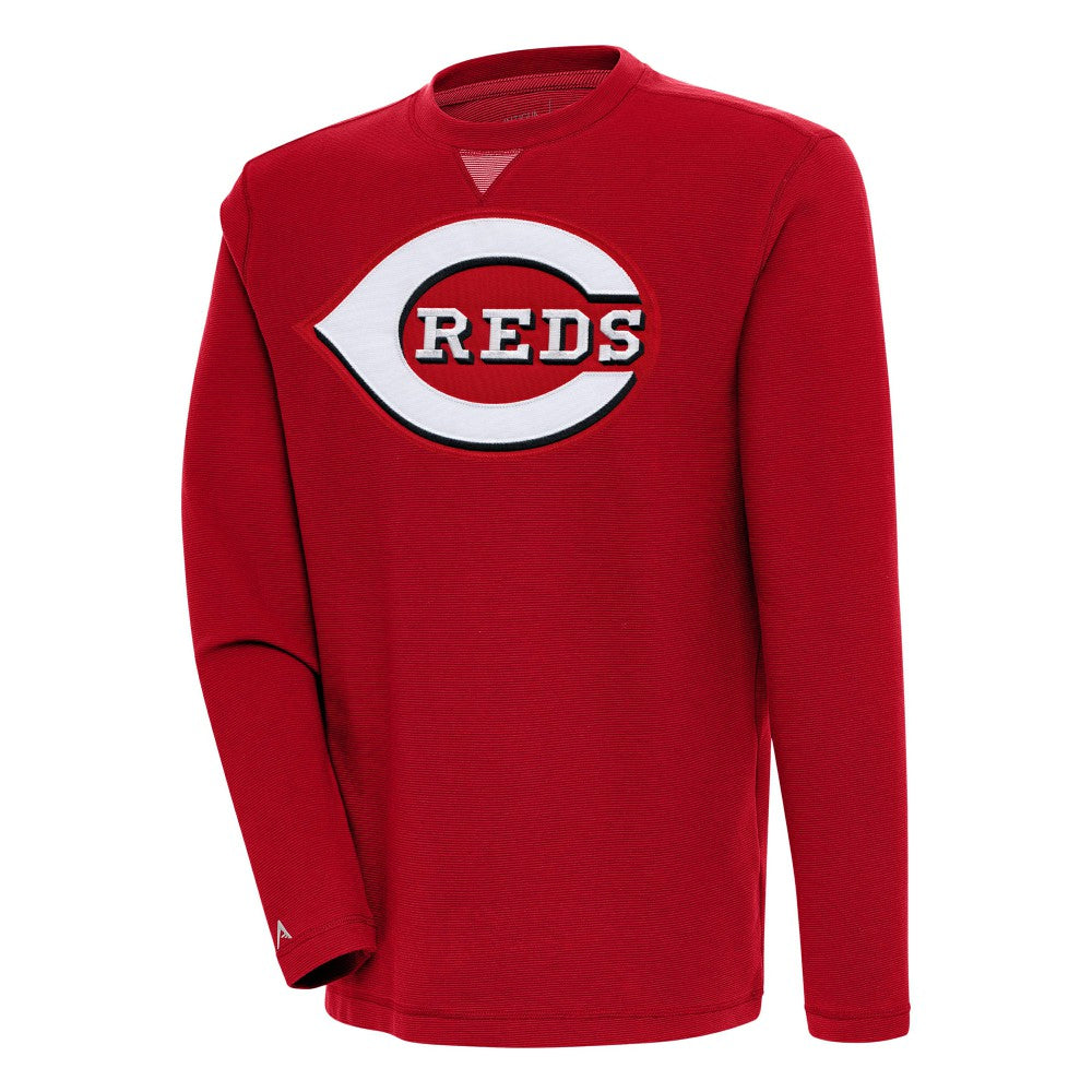 Cincinnati Reds Antigua Flier Bunker Pullover Sweatshirt - Red Pullover