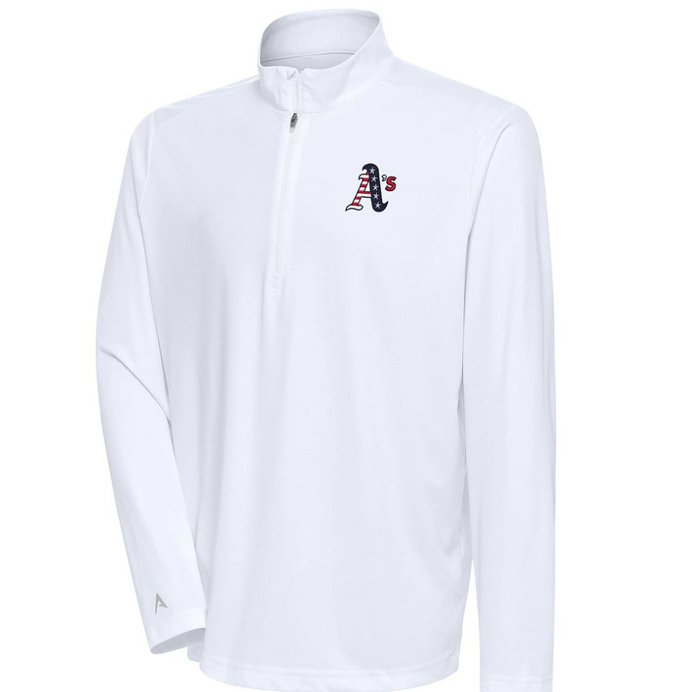 Athletics Antigua Patriotic Tribute Quarter-Zip Pullover Top - White Pullover