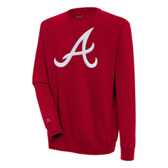 Atlanta Braves Antigua Victory Crewneck Chenille Pullover Sweatshirt - Red Pullover