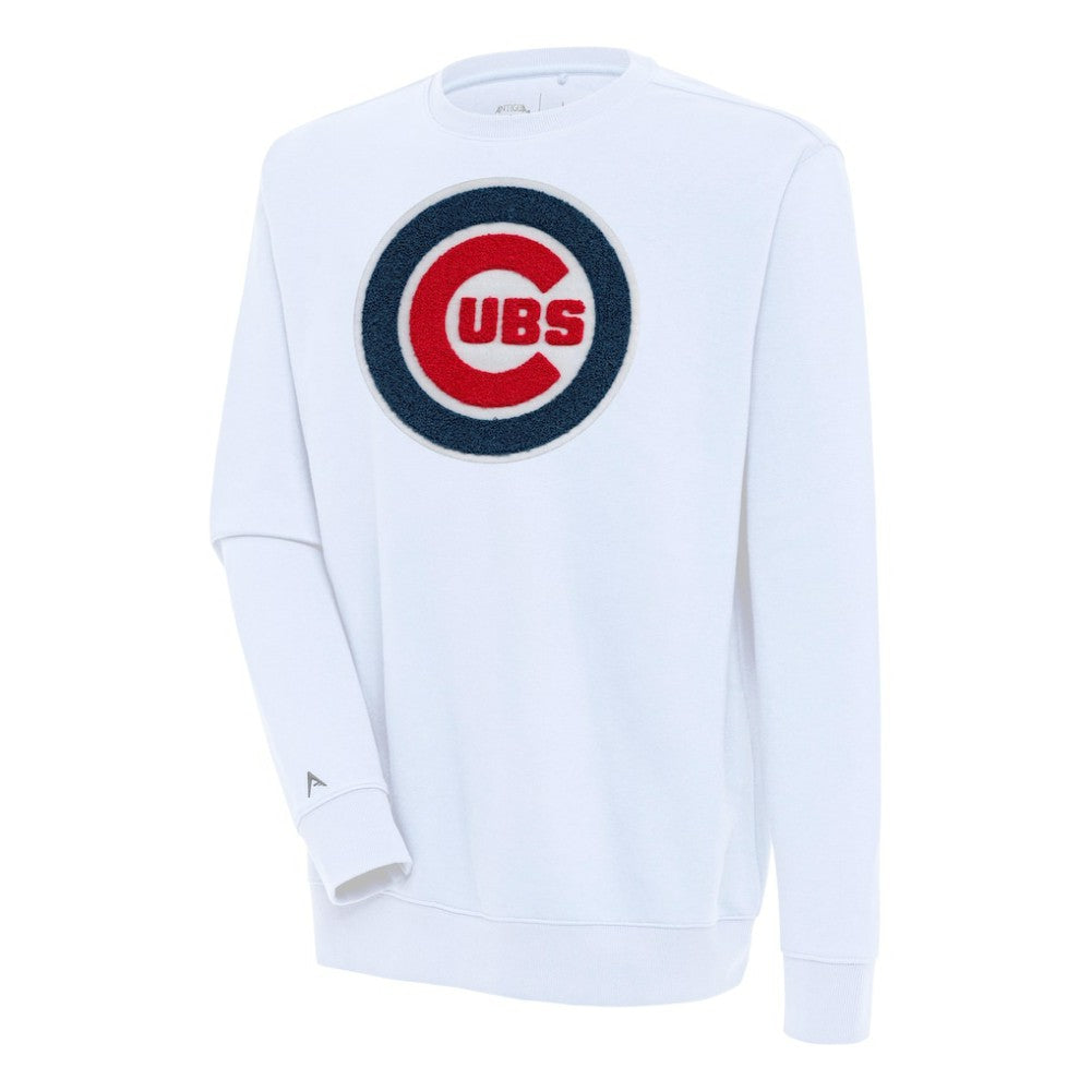Chicago Cubs Antigua Victory Crewneck Chenille Pullover Sweatshirt - White Pullover