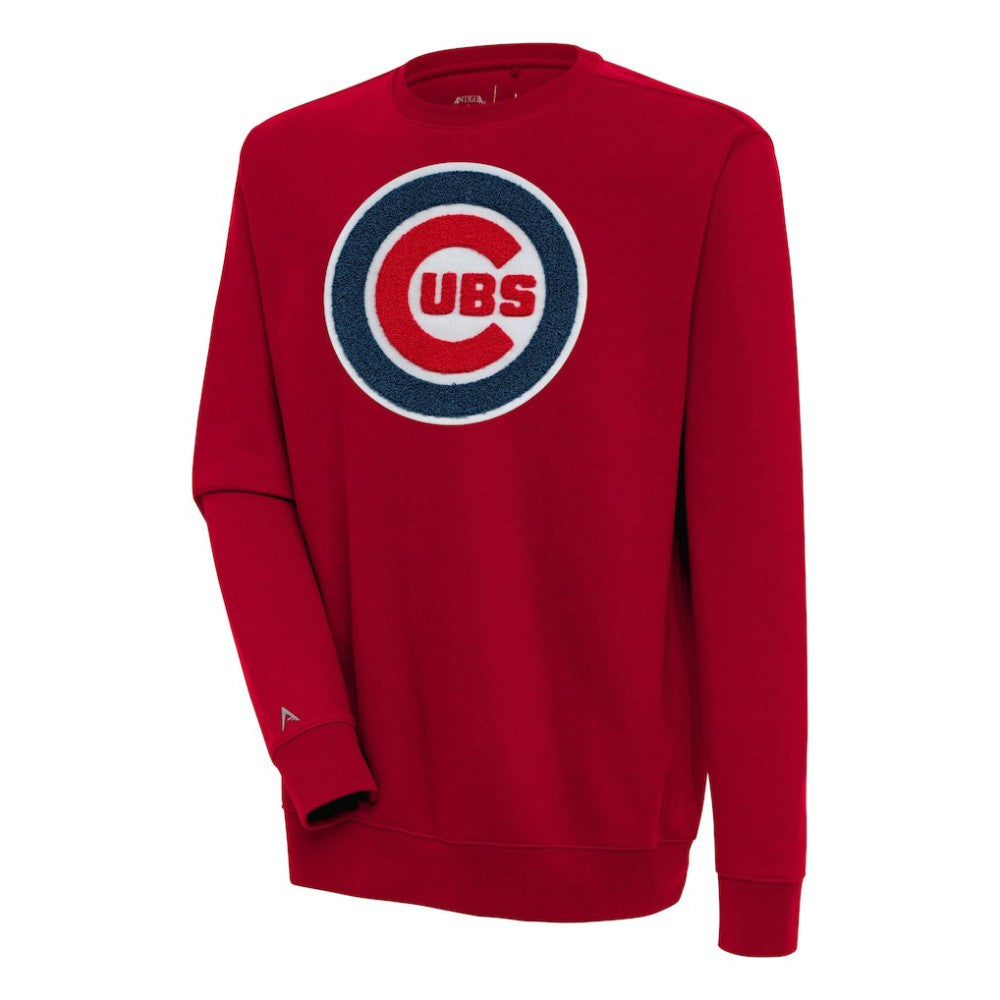 Chicago Cubs Antigua Victory Crewneck Chenille Pullover Sweatshirt - Red Pullover