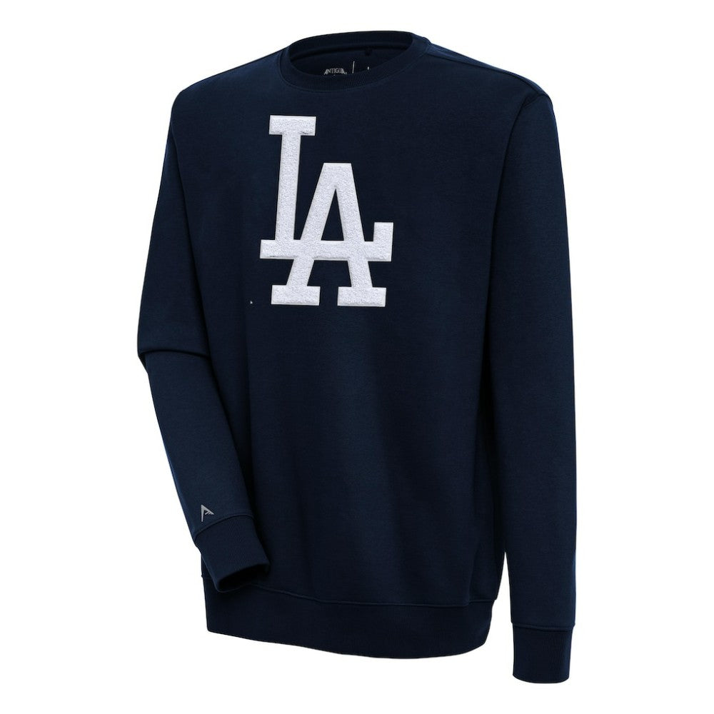 Los Angeles Dodgers Antigua Victory Crewneck Chenille Pullover Sweatshirt - Navy Pullover