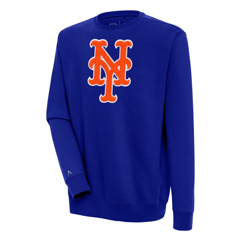 New York Mets Antigua Victory Crewneck Chenille Pullover Sweatshirt - Royal Pullover
