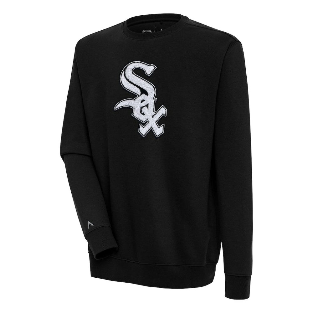 Chicago White Sox Antigua Victory Crewneck Chenille Pullover Sweatshirt - Black Pullover