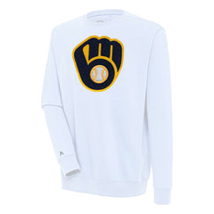 Milwaukee Brewers Antigua Victory Crewneck Chenille Pullover Sweatshirt - White Pullover