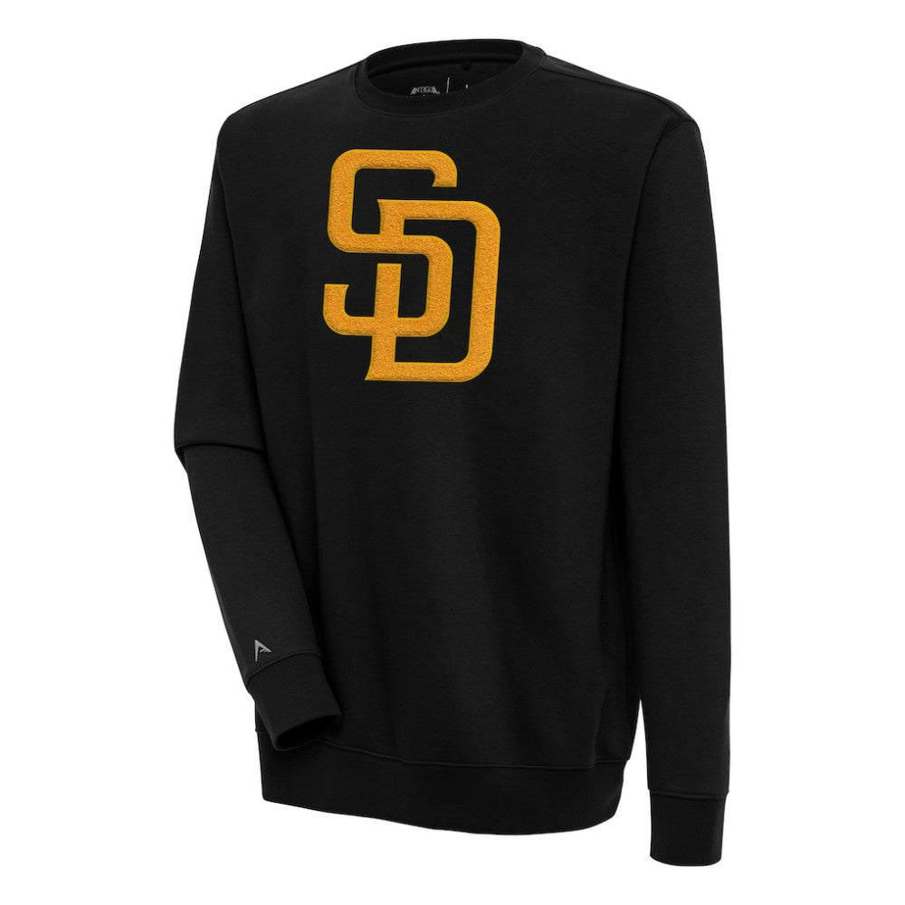 San Diego Padres Antigua Victory Crewneck Chenille Pullover Sweatshirt - Black Pullover