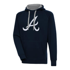 Atlanta Braves Antigua Victory Chenille Pullover Hoodie - Navy Hoodies