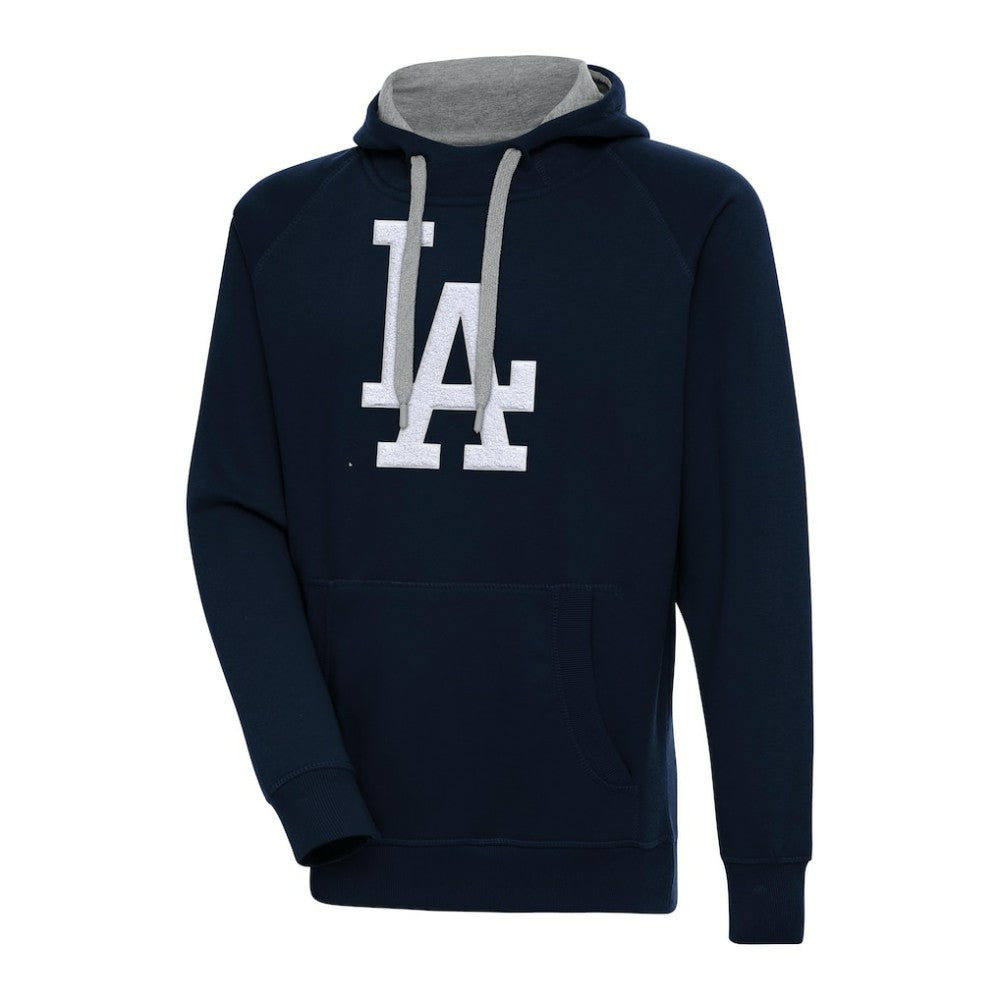 Los Angeles Dodgers Antigua Victory Chenille Pullover Hoodie - Navy Hoodies