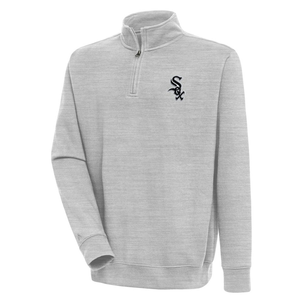 Chicago White Sox Antigua Victory Quarter-Zip Pullover Top - Heather Gray Pullover
