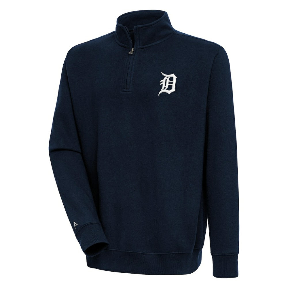 Detroit Tigers Antigua Victory Quarter-Zip Pullover Top - Navy Pullover