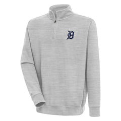 Detroit Tigers Antigua Victory Quarter-Zip Pullover Top - Heather Gray Pullover