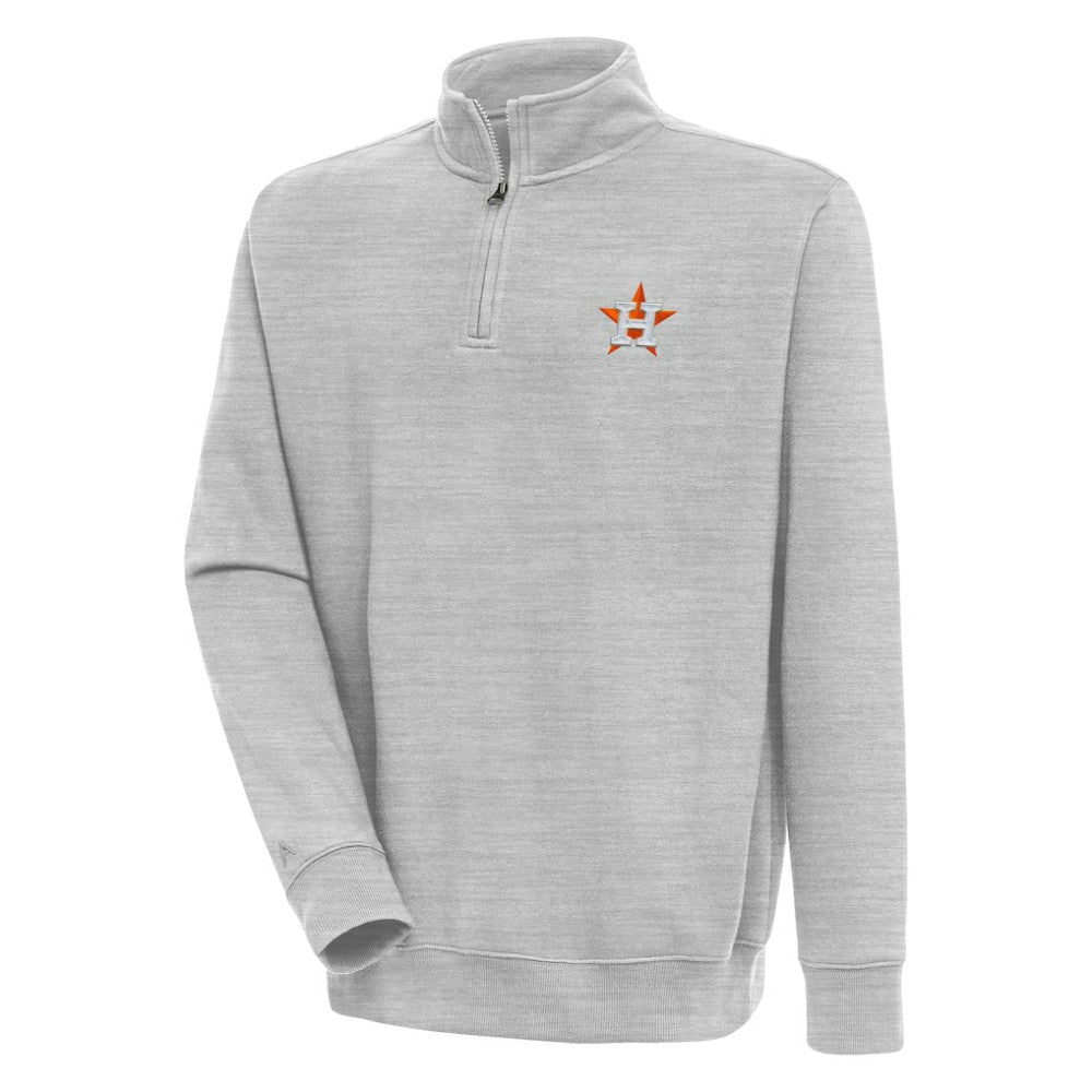 Houston Astros Antigua Victory Quarter-Zip Pullover Top - Heather Gray Pullover
