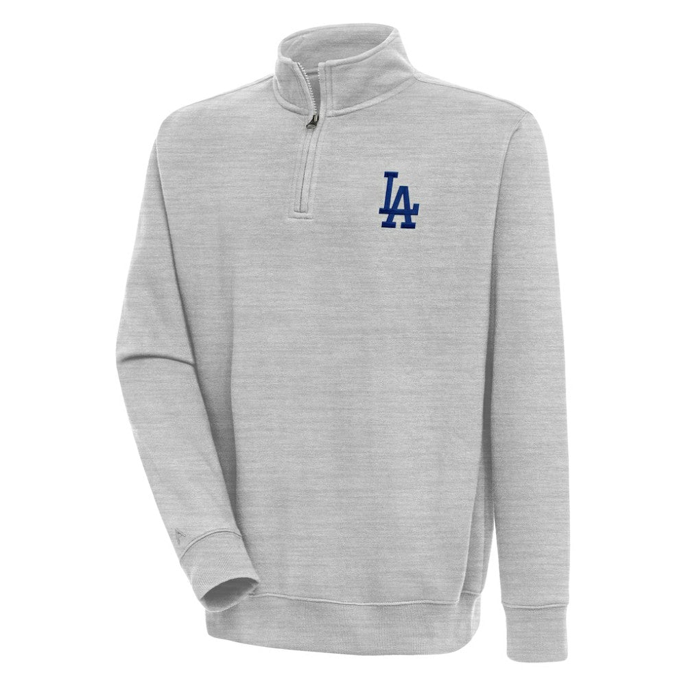 Los Angeles Dodgers Antigua Victory Quarter-Zip Pullover Top - Heather Gray Pullover