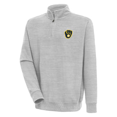 Milwaukee Brewers Antigua Victory Quarter-Zip Pullover Top - Heather Gray Pullover