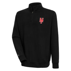 New York Mets Antigua Victory Quarter-Zip Pullover Top - Black Pullover