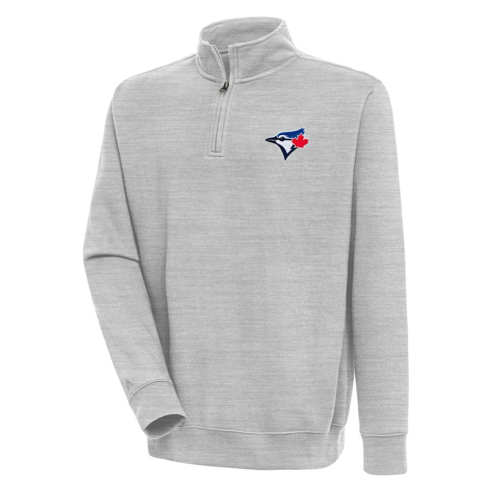 Toronto Blue Jays Antigua Victory Quarter-Zip Pullover Top - Heather Gray Pullover