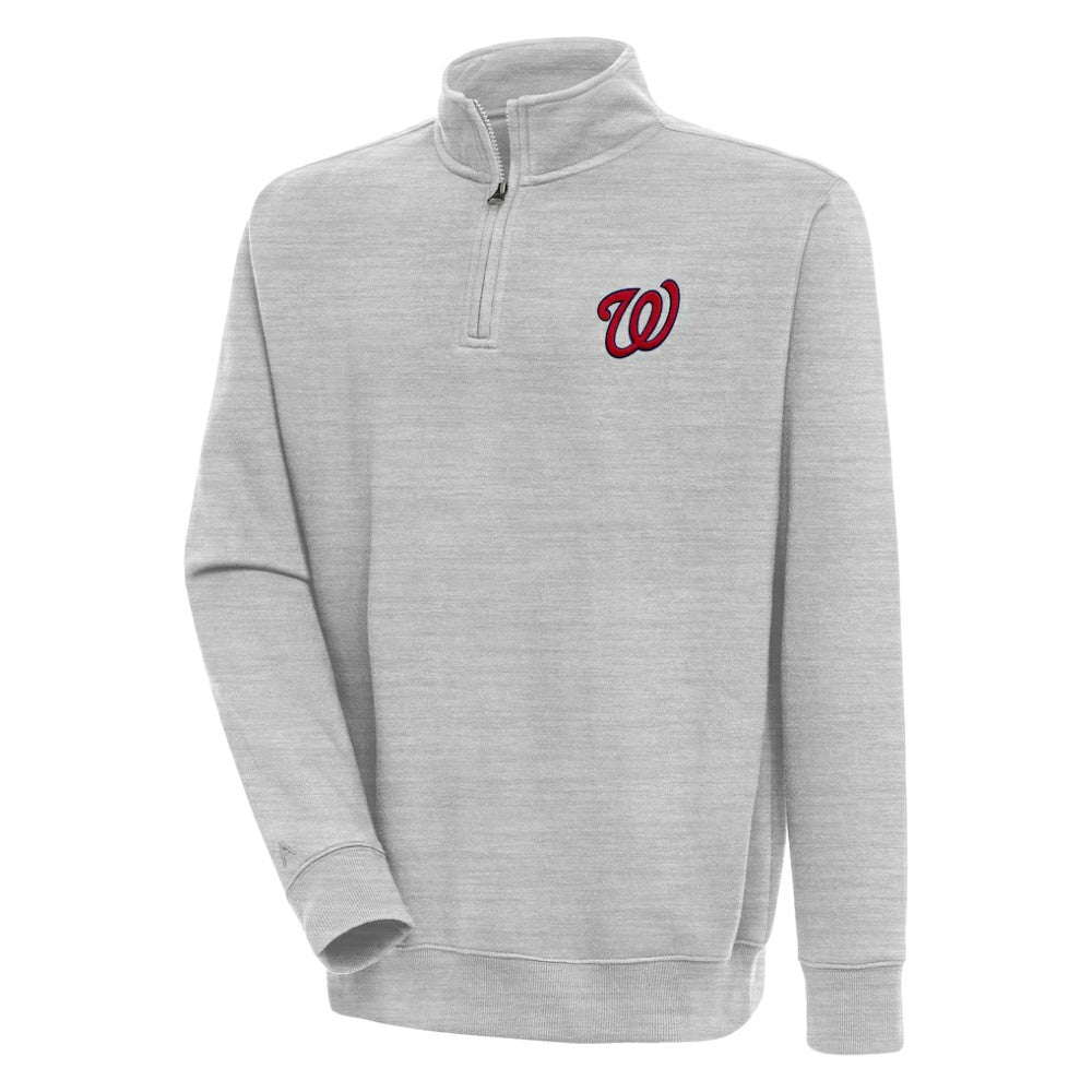 Washington Nationals Antigua Victory Quarter-Zip Pullover Top - Heather Gray Pullover